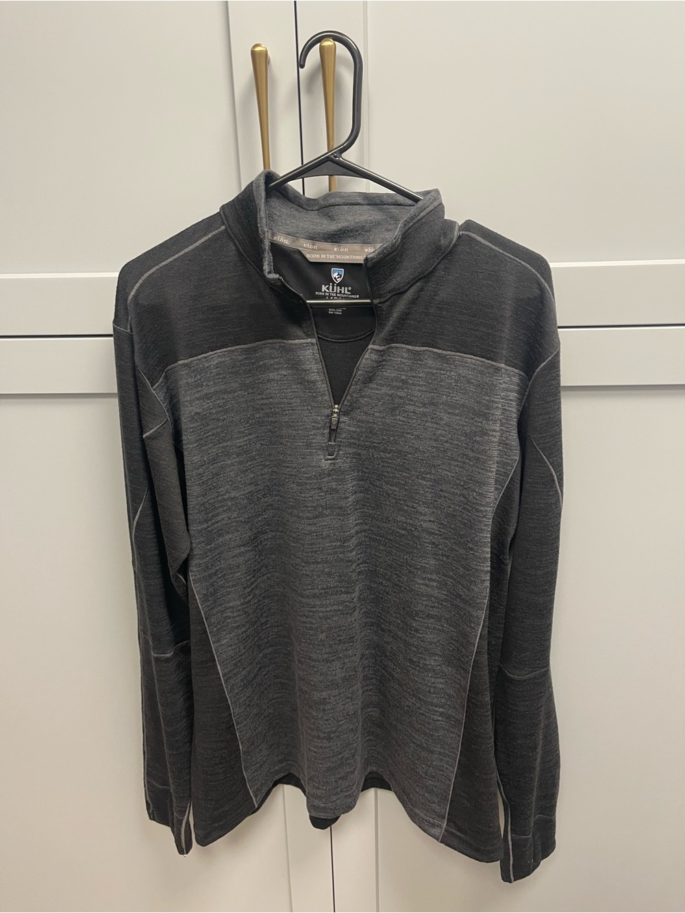 KÜHL Men’s Large Gray 1/4 Zip Pullover Performance Hiking Outdoor Shirt